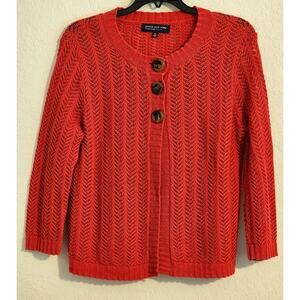 SWEATER-JONES NEW YORK SIGNATURE PETITE-Rust-Chevron Stitch-SIZE P-SML